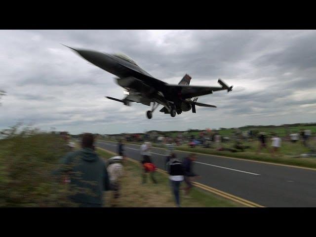  Turkish F-16 Pilot Ducks Under The Glide Slope, Low Over The Plane Spotters.