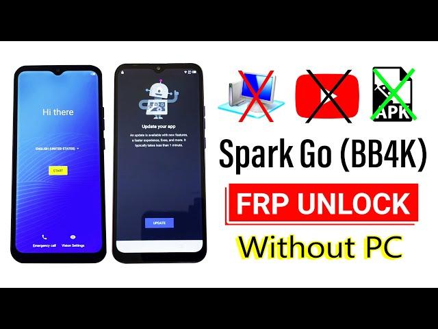 Fixed YouTube Update Tecno Spark Go (BB4K) FRP Bypass | 2022  without pc