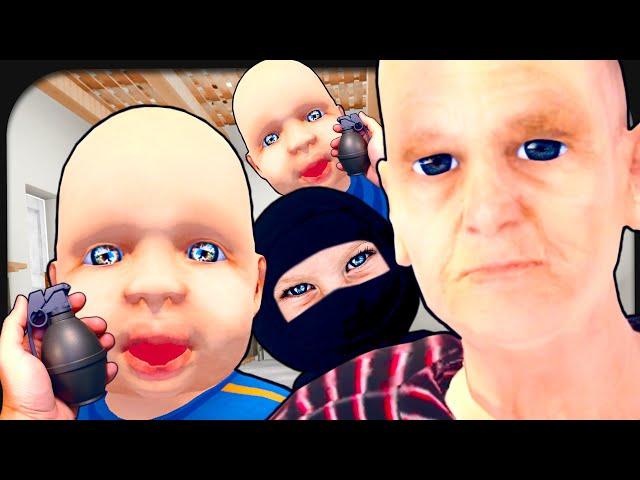 3 kleine Kinder und der Unfall von Oma!  Granny Simulator