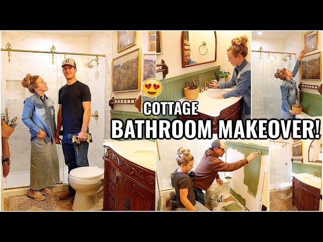 COMPLETE BATHROOM MAKEOVER!! BEFORE & AFTER DIY COTTAGE BATHROOM TRANSFORMATION | HOUSE TO HOME