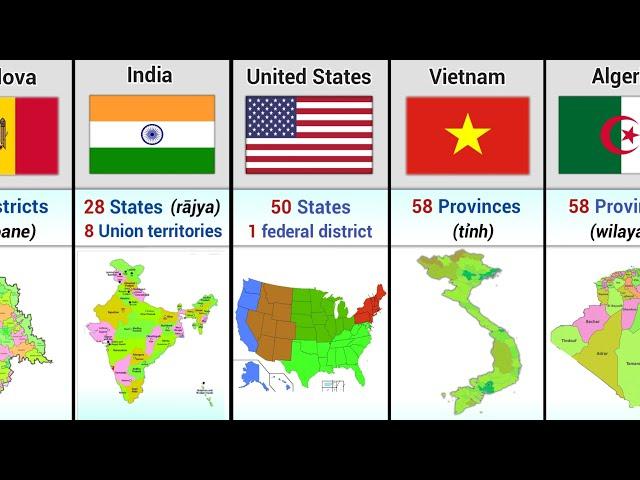 Administrative Division by Country Comparison With Map