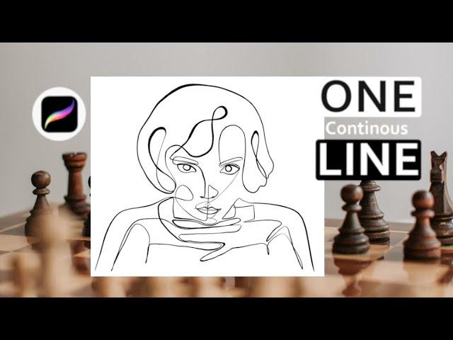 Continous Line Drawing on Procreate | ONE Line ART | The Queen's Gambit | Feminism & Art