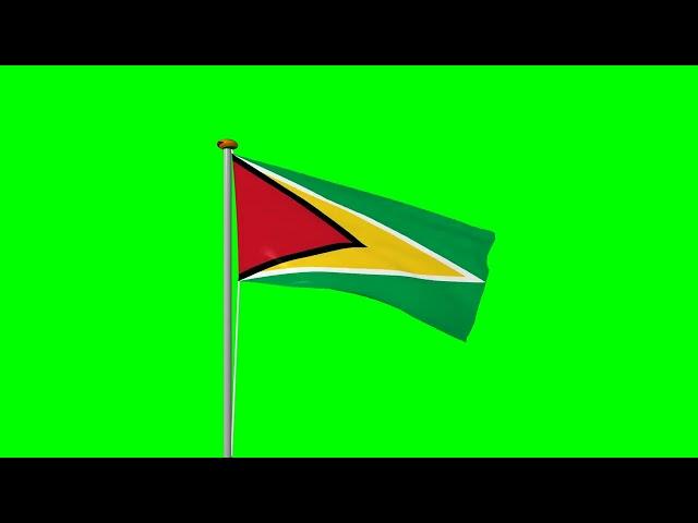 Guyana COUNTRY FLAG ANIMATED GREEN SCREEN EFFECT BACKGROUND VIDEO