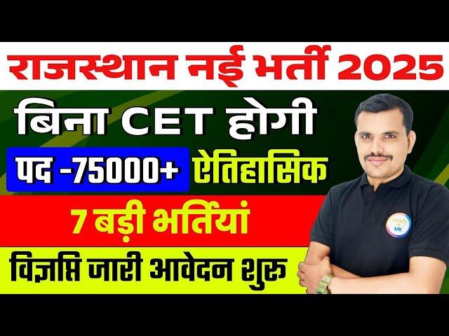 Rajasthan new vecancy  2025 | पद +75000 विज्ञप्ति जारी आवेदन शुरू  7  विभागों में एक साथ भर्तियां