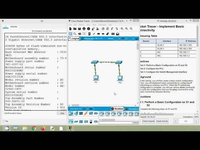 2.7.6 Packet Tracer - Implement Basic Connectivity