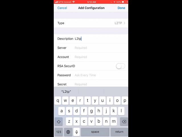 Setup Free L2TP VPN In iOS    www.vpnbone.com