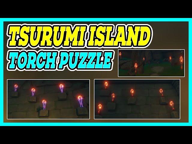 All Torch Puzzle in Tsurumi Island : Shirikoro Peak Underground | Genshin Impact