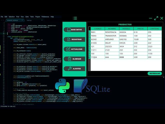 GUI Moderna en Python  con  PyQt5 - Menú Lateral  CRUD con SQLite
