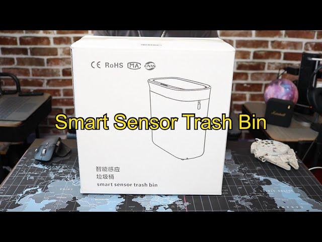 Touchless Trash Can with Motion Sensor Lid Unboxing