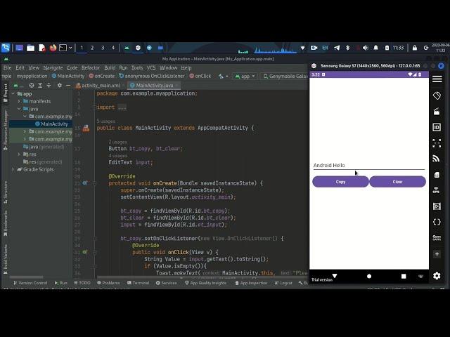 Create Copy And Clear Button in Android Studio with Java