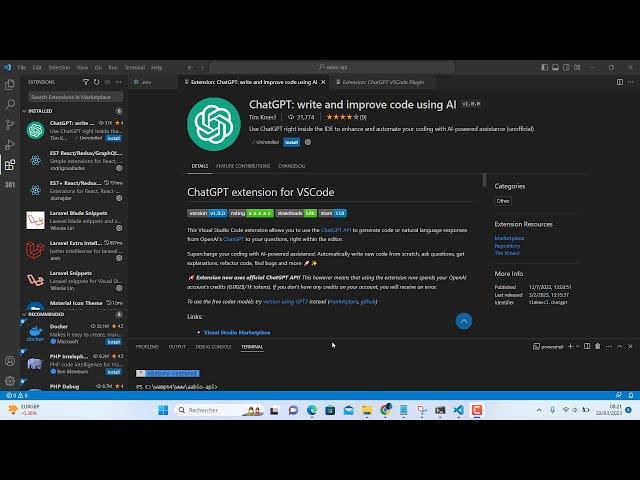 Intégrer chatGPT à Visual Studio Code