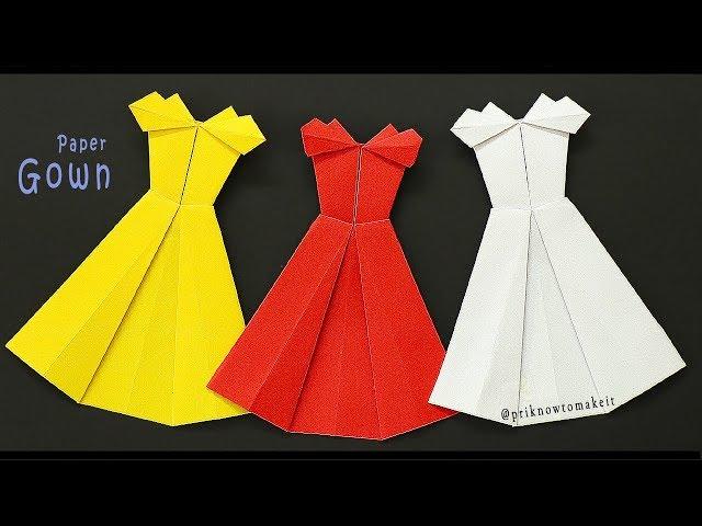 origami dress - How to make origami paper dresses | paper craft, Princess Dress