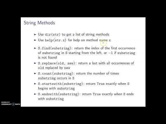 Indexing strings