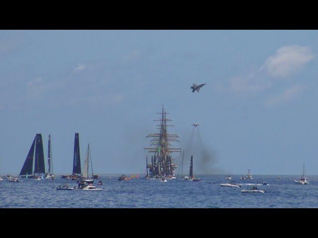 PARTENZA NAVE VESPUCCI PER IL TOUR MONDIALE - IL SALUTO DELL'AVIAZIONE NAVALE DELLA MARINA MILITARE