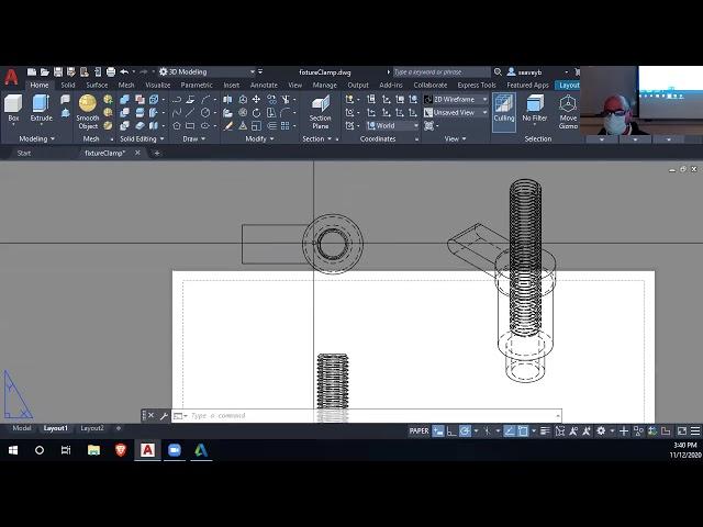 Making a Multiview Drawing from 3D Machinist Fixture Clamp Model