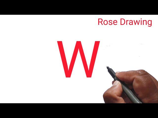 Rose Drawing With W Letter | Rose Flower Drawing