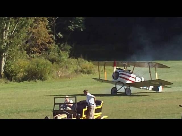 Vintage Sopwith Camel "crashes" on takeoff at Old Rhinebeck airshow