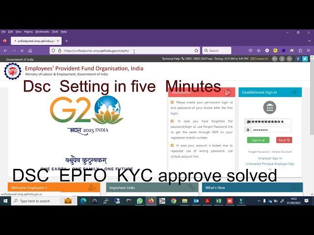 DSC not working in EPFO  site Latest DSC Service Version : 1.0.0 is running on port 60015