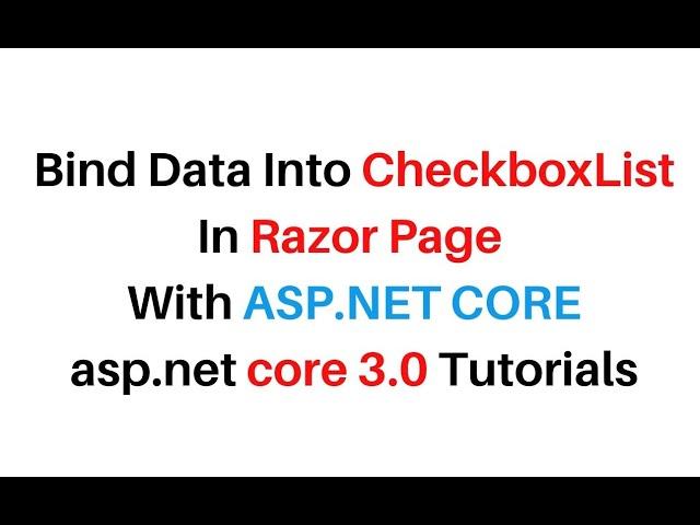 How To Bind CheckBoxList In ASP.NET Core display razor pages c#