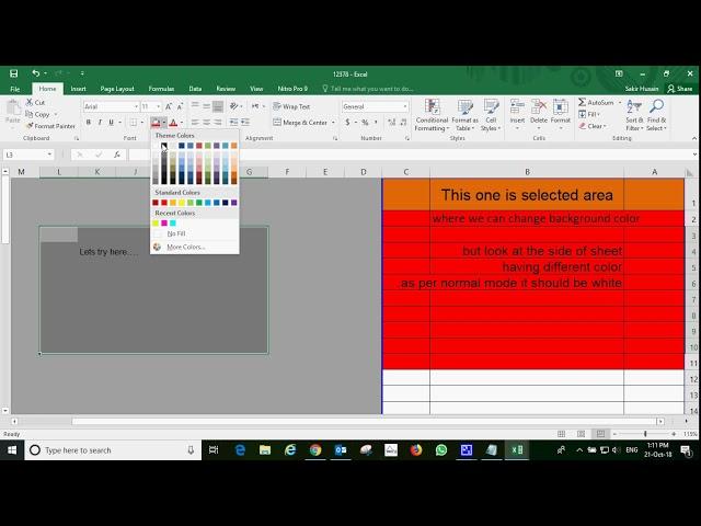 Excel Background Color Not Changing