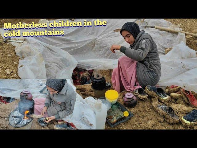 Soghra and her brother and sister move from the hut to the cave due to the extreme cold of winter