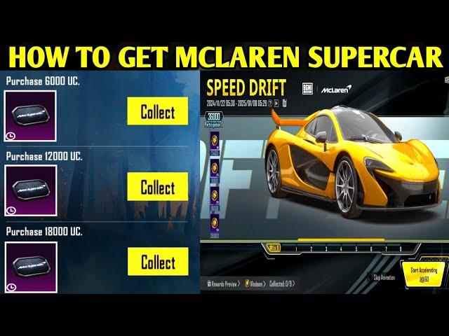 HOW TO GET MCLAREN SUPERCAR SKIN IN BGMI | SPEED DRIFT EVENT | FREE SUPERCAR UPGRADE