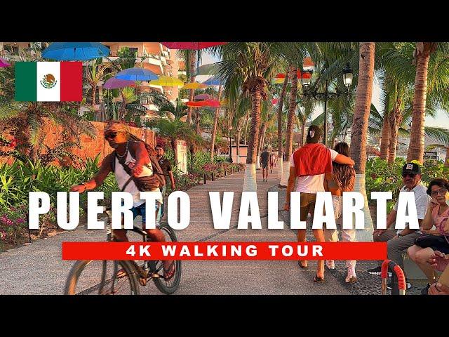 Puerto Vallarta, México Walking Tour  Sunset in Zona Romantica | 4K HDR 60fps