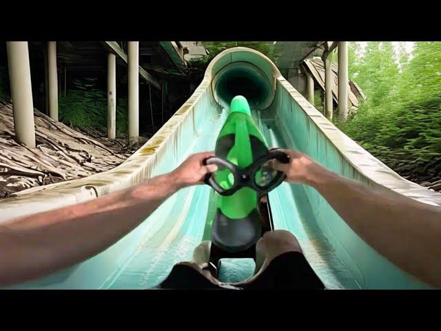 Riding PlasmaCar Down Abandoned Waterslide !