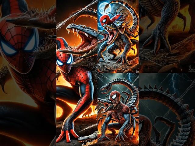 Ai creation:Incredible fusion formed by fusing Spiderman, crocodile and scorpion #ai #spiderman #fyp