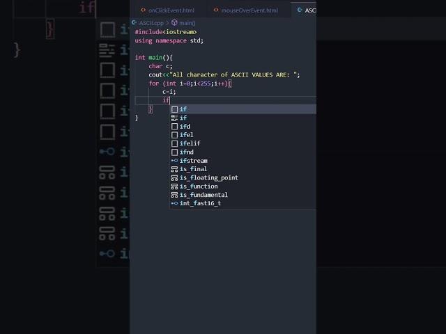 c++ program to print all ascii characters or all ASCII Value. Subscribe for upcoming c++ course.