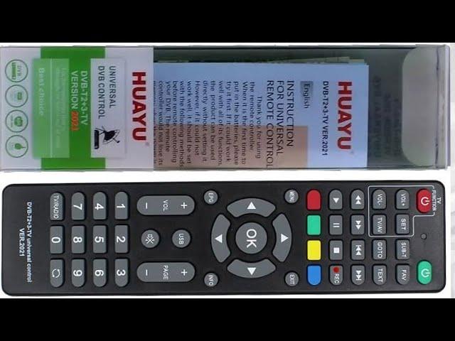 Настройка Huayu DVB-T2+3-TV VER.2021 универсального пульта для цифровых приставок DVB-T2