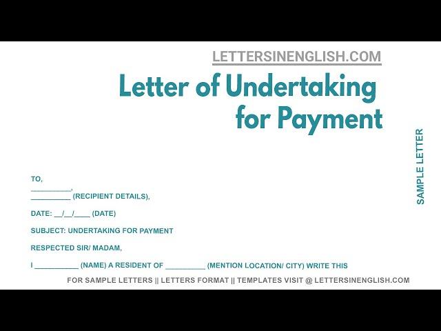 Letter Of Undertaking For Payment - Sample Undertaking Letter for Payment for Using Services