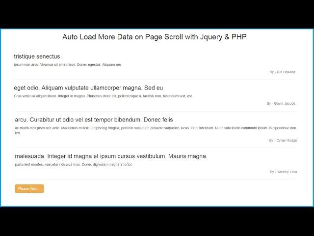 Load More Data on Page Scroll using Ajax Jquery PHP