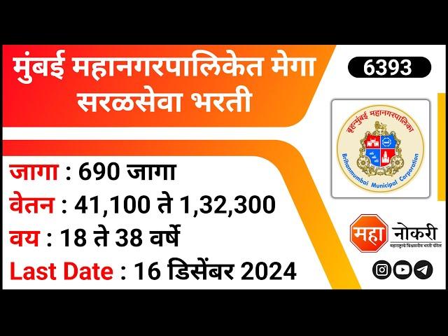 Mumbai Mahanagarpalika Bharti 2024 | BMC JE Recruitment 2024 | Junior Engineer Jobs