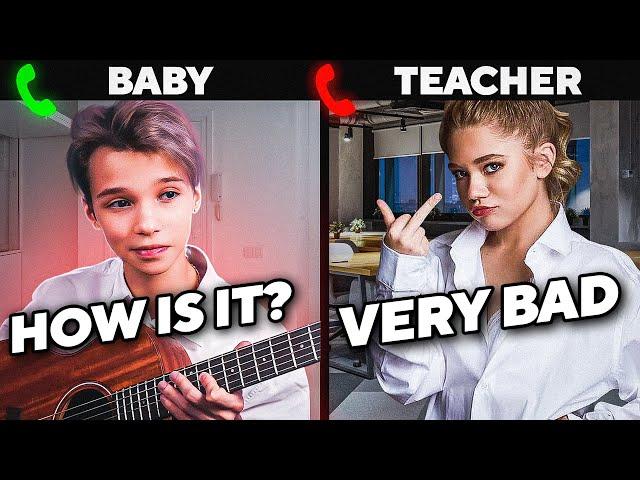 BABY VIRTUOSO pretends to be a BEGINNGER on LESSON | BEST REACTIONS OF ALL TIME