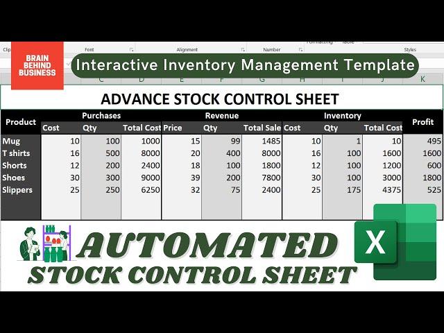 Interactive Stock Control Sheet in Excel | Automated Inventory Management | Inventory Control Sheet