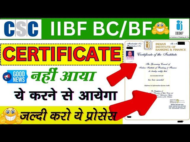 IIBF Certificate Not Received | How to Get IIBF Certificate | CSC IIBF Certificate Download | IIBF