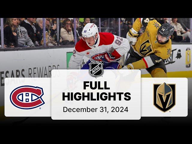 NHL Highlights | Canadiens vs. Golden Knights | December 31, 2024