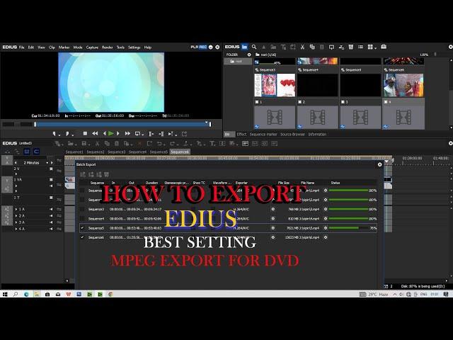 HOW TO  EXPORT EDIUS  BEST SETTINGS MPEG EXPORT FOR DVD  हिंदी में