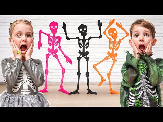 Halloween and Giant colorful Skeletons