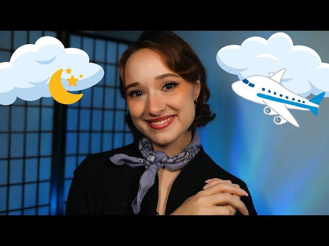 ASMR VIP First Class Flight Attendant Experience | Overnight Flight ️