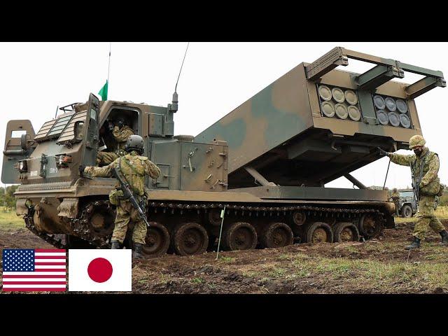 US Marines. Powerful missile systems M270 MLRS and M142 HIMARS on exercises in Japan.