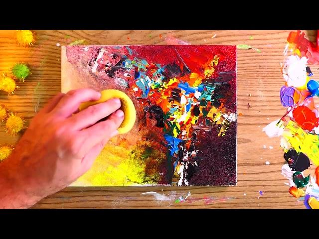 Colorful Abstract Painting In Acrylics | Bold Painting | Satisfying Art | Step By Step