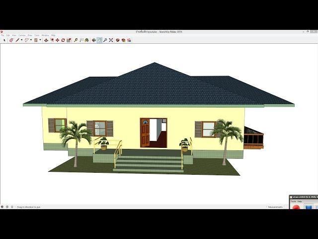 Sketchup 2016 how to draw my house_one story detached-house speed build part1/2