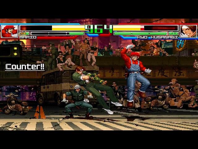 NICK54222 MUGEN: KOF Mario (me) VS Kyo Kusanagi (Jmorphman)