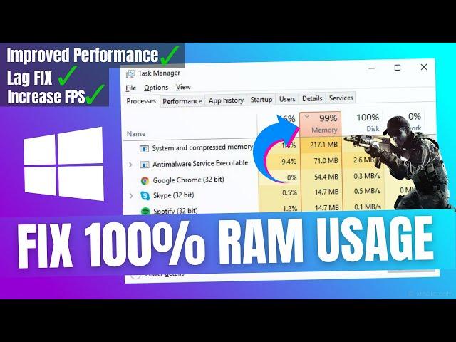 How To Fix 100% Memory/RAM Usage Windows 10 (2022) | High Memory Usage while Gaming | 100 Memory!