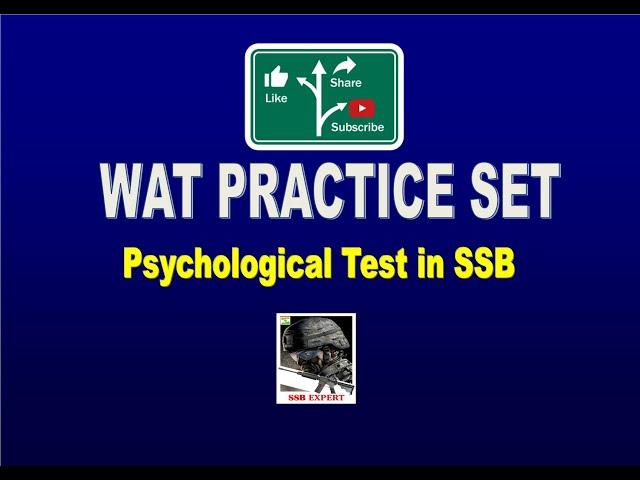 WORD ASSOCIATION TEST (WAT) SET - 6 (PSYCHOLOGICAL TEST IN SSB) #ssbexpert