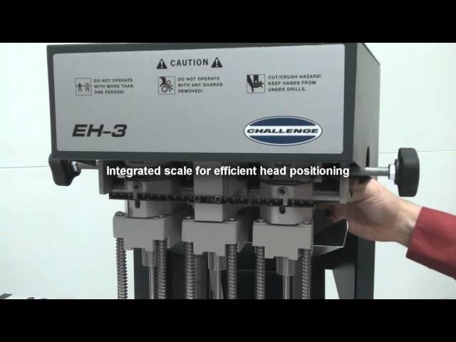 Challenge EH-3 Hydraulic Three Spindle Paper Drill Video Demo