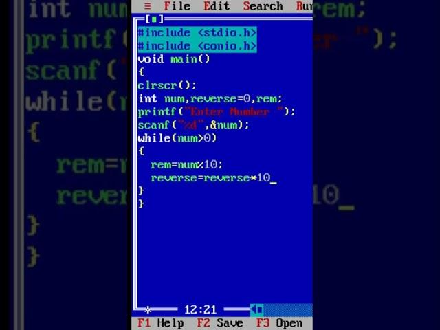 C Program to Reverse a Number - Part 7 | C Programming #shors #codeing