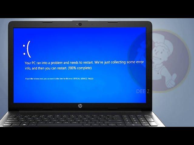 CRITICAL_SERVICE_FAILED on WINDOWS 10 | Your PC ran into a problem | fix restarting error